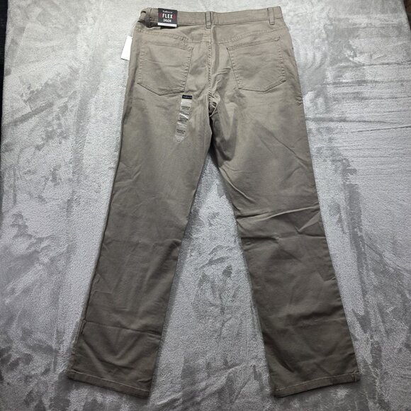 Van Heusen Flex Waistband Dress Pants Mens 34x34 Olive Straight Fit Non-Iron - Picture 10 of 13